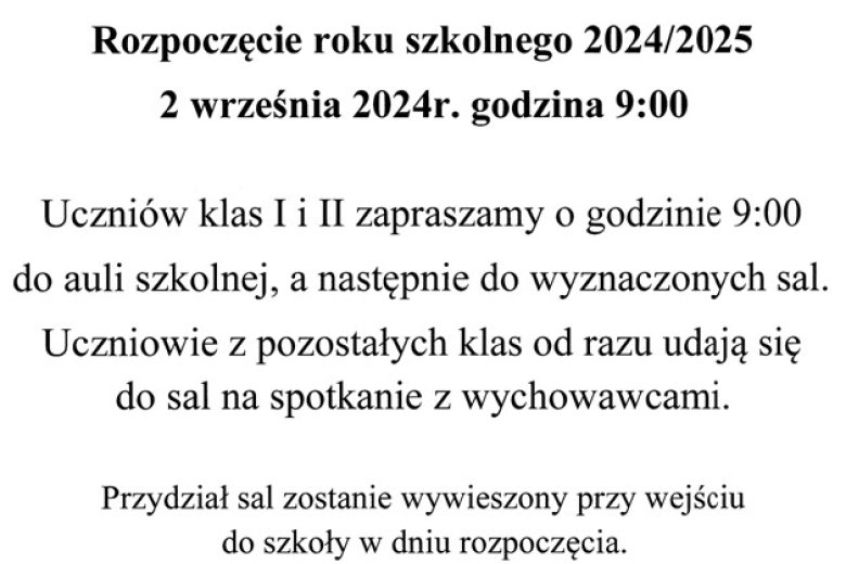 Rozpoczęcie roku szkolnego